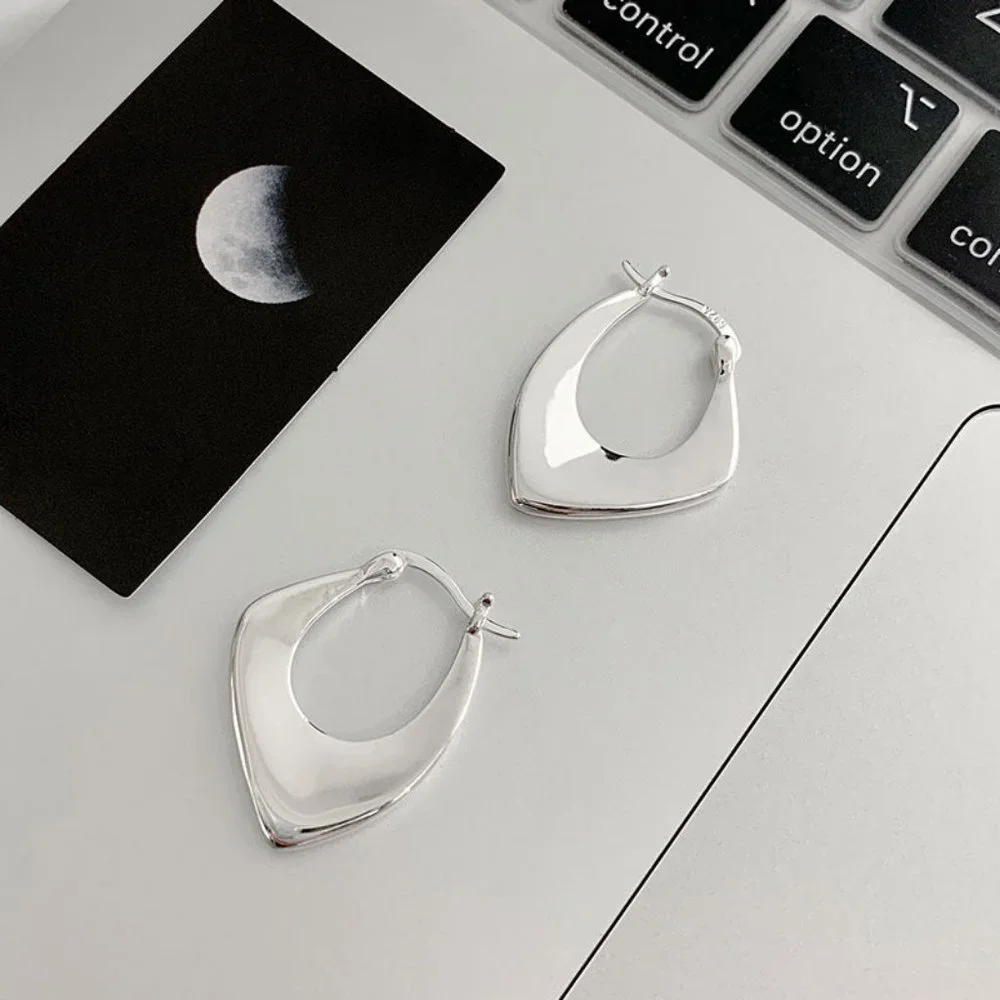 #NEW 925 Sterling Silver Geometric Hoop Earrings
